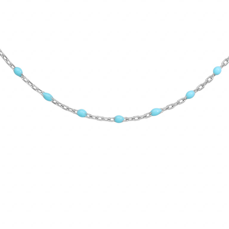 COLLIER Dame ARGENT  + RESINE TURQUOISE