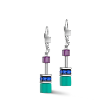 Charger l&#39;image dans la galerie, Boucles d&#39;oreilles Dame GeoCUBE® Iconic turquoise mauve COEUR DE LION 2838/20-0608
