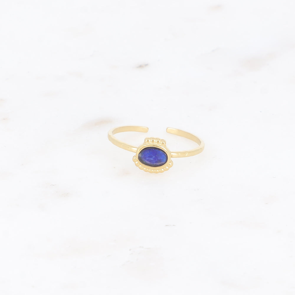 BAGUE Dame réglable LUNATES acier doré pierre naturelle BOHM