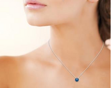 Charger l&#39;image dans la galerie, COLLIER Dame pendentif bleu ARGENT RHODIE
