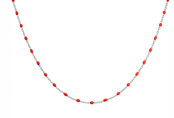 COLLIER Dame ARGENT  + RESINE rouge