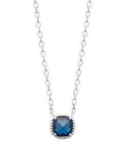 COLLIER Dame pendentif bleu ARGENT RHODIE