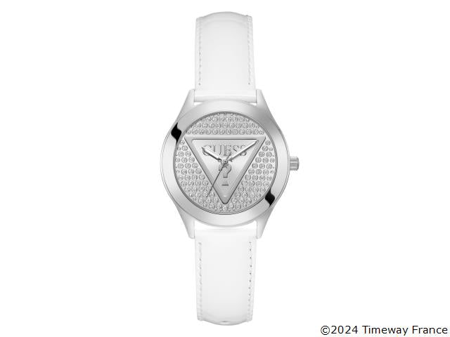 MONTRE Dame CUIR BLANC  GUESS GLITZ GW0745L3