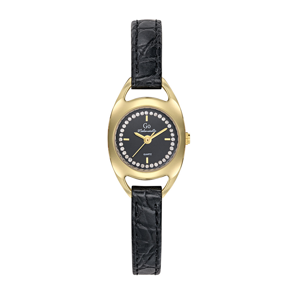 MONTRE Dame DOREE  CUIR NOIR GO MADEMOISELLE 699487