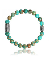 Charger l&#39;image dans la galerie, BRACELET Unisexe Jaspe de mer Turquoise LAUREN STEVEN LSB08/033
