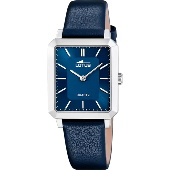 MONTRE Femme RECTANGLE ACIER CUIR BLEU LOTUS 18987/3