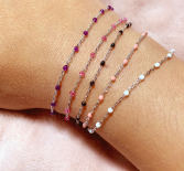 Charger l&#39;image dans la galerie, BRACELET FEMME ARGENT RHODIE OLIVES RESINE ROSE FLUO
