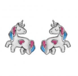 boucles d oreilles argent rhodié licorne résine   010431