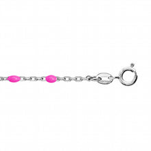 Charger l&#39;image dans la galerie, BRACELET FEMME ARGENT RHODIE OLIVES RESINE ROSE FLUO
