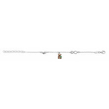 Charger l&#39;image dans la galerie, BRACELET ARGENT RHODIE MOTIF INFINI ET COEUR AVEC PAMPILLE OURSON EMAILLÉ
