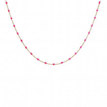 Charger l&#39;image dans la galerie, COLLIER Femme  ARGENT ET DORURE JAUNE OLIVES RESINE ROSE FLUO
