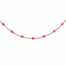 Charger l&#39;image dans la galerie, COLLIER Femme  ARGENT ET DORURE JAUNE OLIVES RESINE ROSE FLUO
