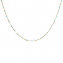 Charger l&#39;image dans la galerie, COLLIER ARGENT ET DORURE JAUNE OLIVES RESINE TURQUOISE    035351j
