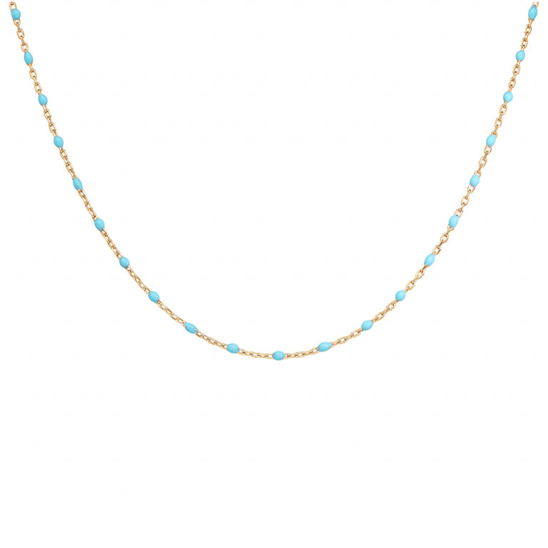 COLLIER ARGENT ET DORURE JAUNE OLIVES RESINE TURQUOISE    035351j