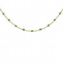 Charger l&#39;image dans la galerie, COLLIER Dame ARGENT PERLES RESINE VERTE
