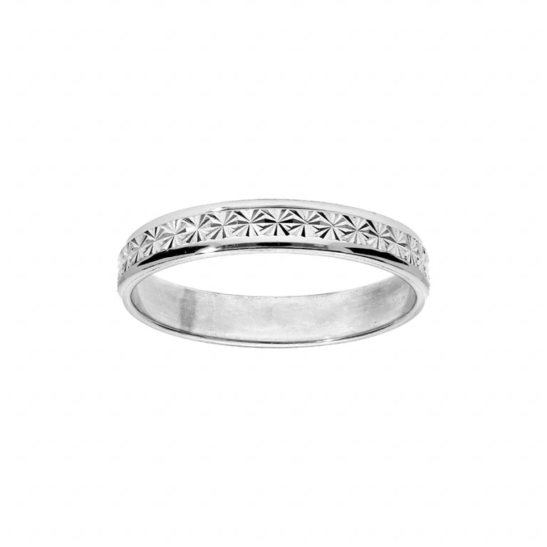 ALLIANCE ARGENT RHODIE 4MM DIAMANTEE ETOILES