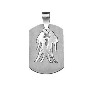 PENDENTIF ACIER ZODIAQUE GEMEAUX