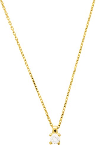 COLLIER Dame OR JAUNE SOLITAIRE OXYDE BLANC 3 mm  393024.Z0