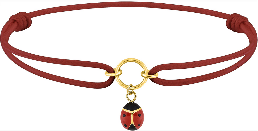 BRACELET enfant CORDON ROUGE COCCINELLE OR 375/1000