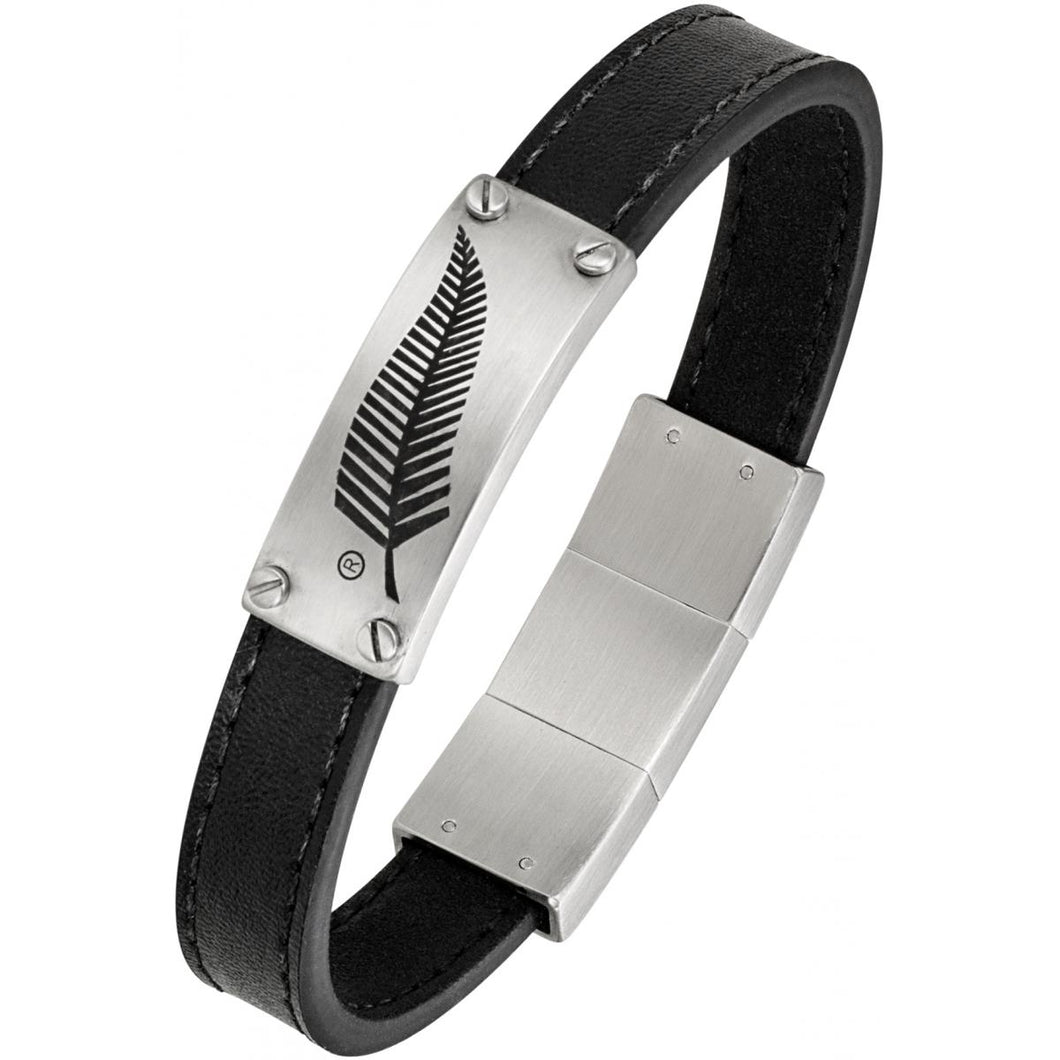 BRACELET HOMME ALL BLACKS CUIR NOIR ET ACIER 682165