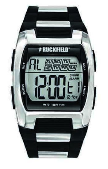 MONTRE RUCKFIELD HOMME DIGITAL BRACELET ACIER/PVC NOIR