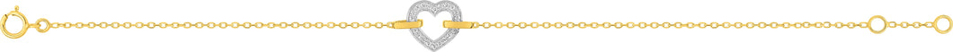 BRACELET OR JAUNE ET RHODIUM MOTIF COEUR OXYDES  69SA801BZ