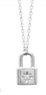 Charger l&#39;image dans la galerie, COLLIER ARGENT RHODIE MOTIF CADENAS 1 OXYDE AU CENTRE
