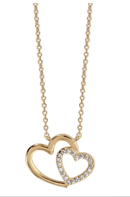 COLLIER PLAQUE OR DOUBLE COEUR CROISE OXYDES BLANCS 937694