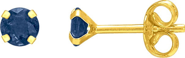 BOUCLES D OREILLES CLOU OR JAUNE SAPHIR BLEU 9K8035.4S