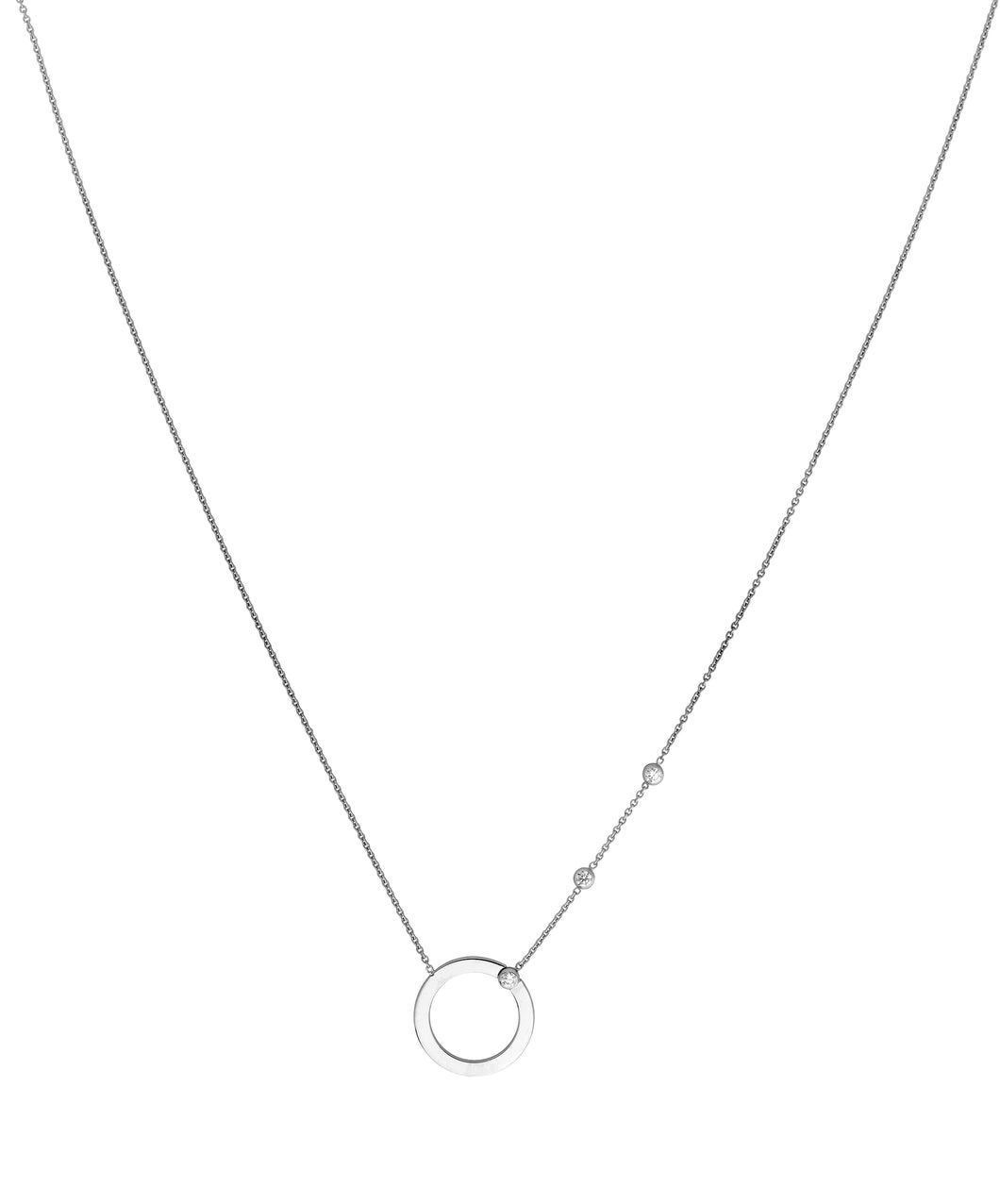 COLLIER  CERCLE ET 3 OZ 2MM OR GRIS