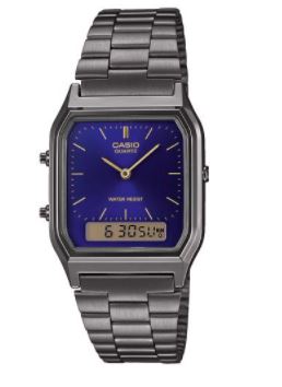 MONTRE MIXTE CASIO ANALOGIQUE FOND BLEU ACIER GRIS AQ-230EGG-2AEF