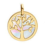 PENDENTIF OR JAUNE ET  NACRE ET ARBRE DE VIE