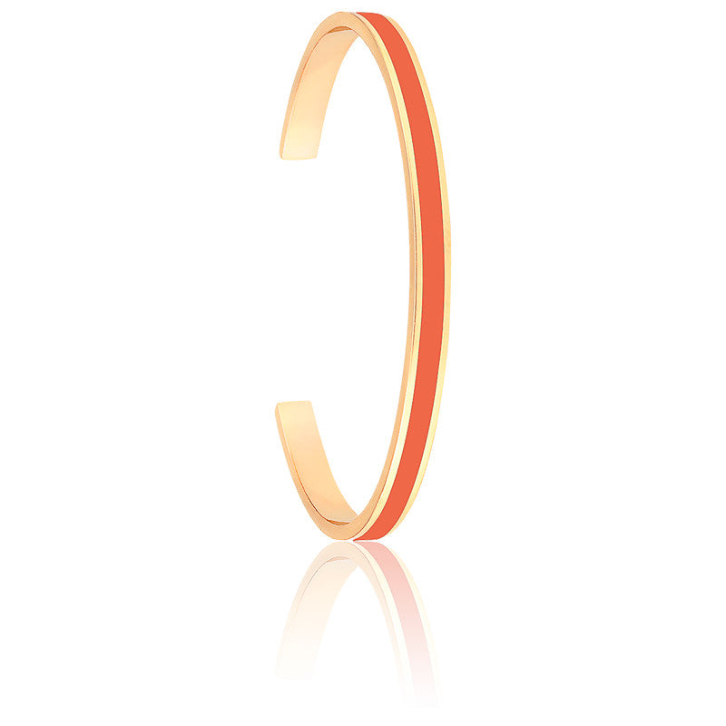 JONC OUVERT BANGLE UP EN LAITON DORE LAQUE FAUVE BUP14-BAN-BAO85