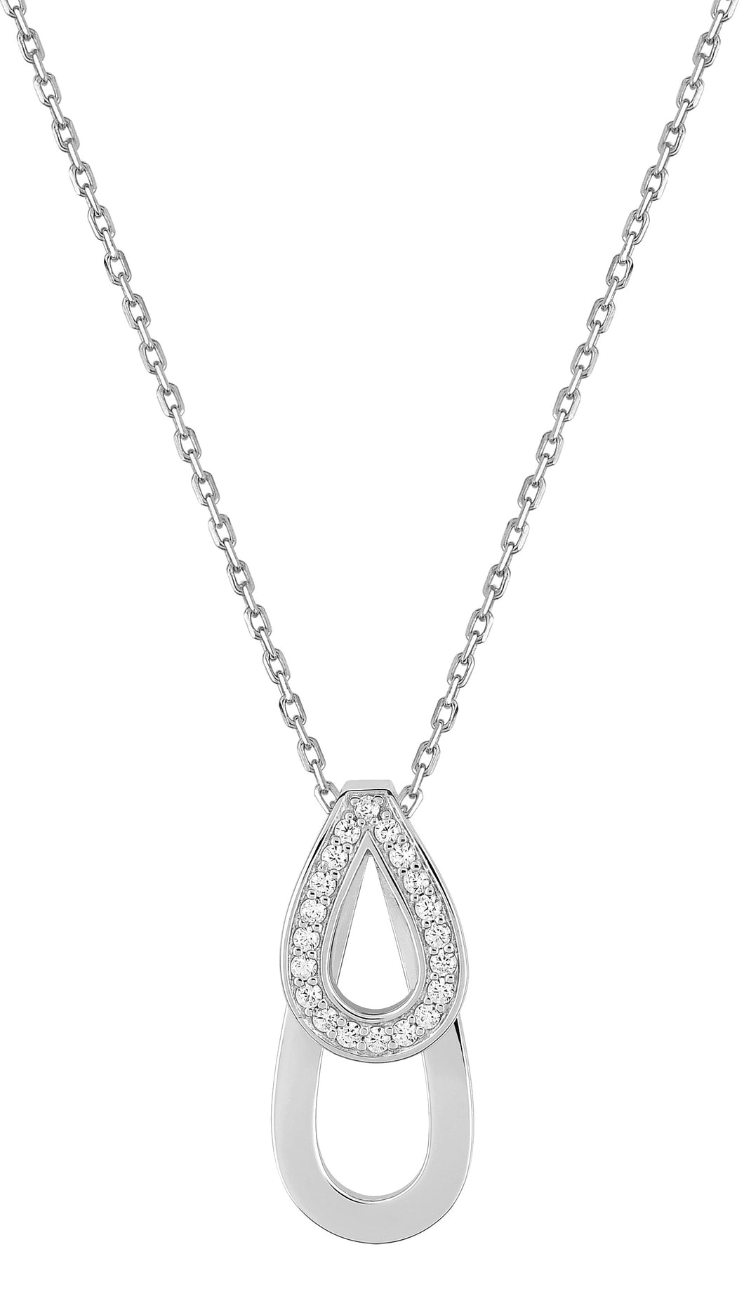 COLLIER ARGENT RHODIÉ PENDENTIF DBLE ANNEAUX OVALES EMPIERRE   S10.55126S10.55126S